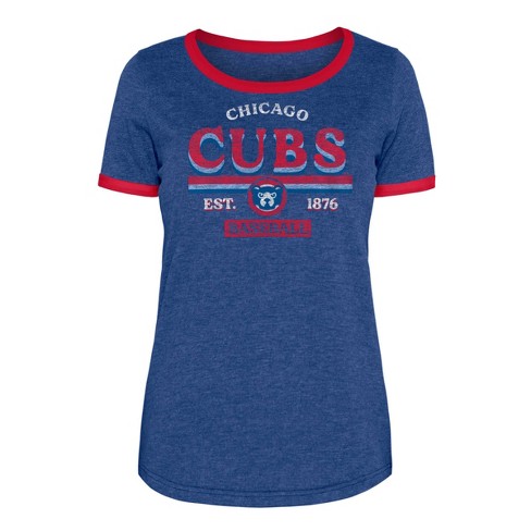 Mlb Chicago Cubs Women's Heather Bi-blend Ringer T-shirt : Target