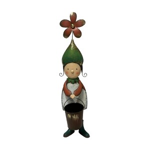 VIP Metal 30.75 in. Multicolor Stamped Garden Elf Girl with Flower Pot - 1 of 1