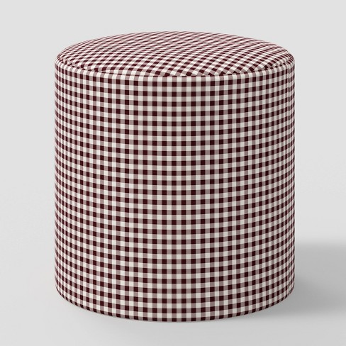 Drum Ottoman In Micro Gingham Berry Threshold Target