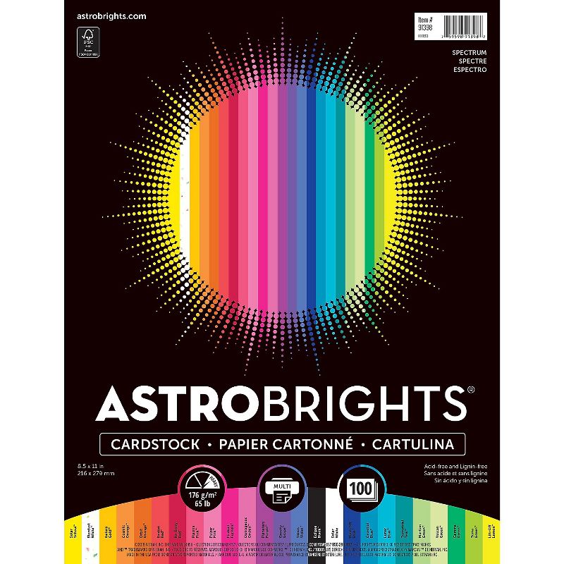Astrobrights Cardstock Paper 65 lbs 8.5" x 11" 91398, 1 of 6