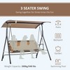 Outdoor Patio 3-Person Porch Swing with Stand, Adjustable Tilt Canopy and Bench Seat - 2 of 4