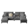 120" Modular Corduroy Sectional Sofa Bed U-Shape 4-Seater Storage Chaise Console Cup Holders Hardwood Frame Living Room Apartment Lounge - 2 of 4
