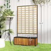 Wooden Raised Garden Bed with Trellis, Removable Pots for Backyard, Patio, Balcony, 29" x 11" x 52" - 3 of 4