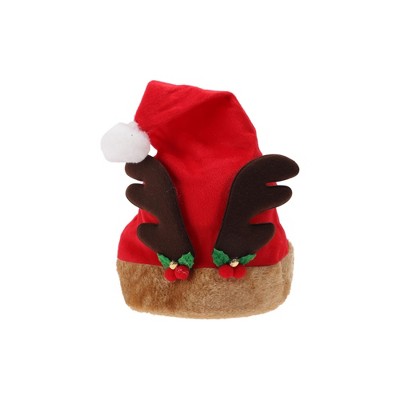 Unique Bargains Christmas Hat Adult Antler Christmas Hat Polyester Red Brown 11.42"x15.35" 1 Pc