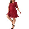 Agnes Orinda Women's Plus Size V Neck Swing Cocktail Wedding Midi Lace A-Line Dress - 2 of 4