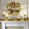 24 In Christmas Wreaths for Front Door,Prelit Wreath with LED Lights Pine Cones Ball Ornaments for Fireplace Mantle Indoor Outdoor Xmas Decor - 2 of 4