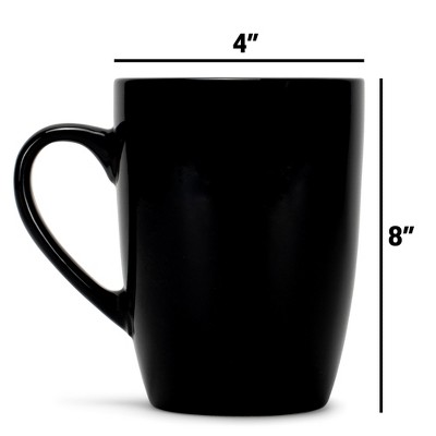Color Pop Black Ceramic Mugs with Warm Interiors, Set of 4