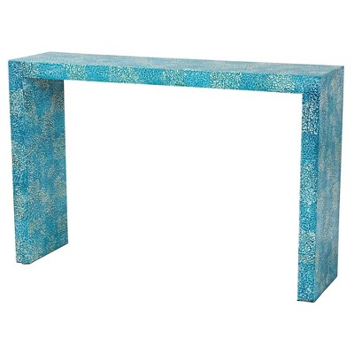 Baxton Studio Veruca Mother of Pearl Console Table Cyan: Exotic Bohemian Design, No Assembly, MDF Frame
