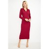 WEST K Women's Elena Ribbed Long Sleeve Collared Midi Dress - 4 of 4