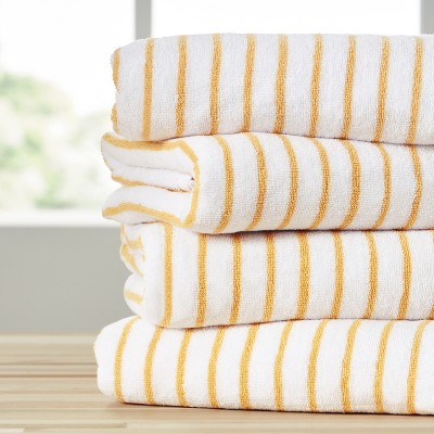 Cabana Stripe 100% Cotton Pool and Beach Towels - Pack of 2 or 4 - Oversized, Absorbent, Quick-Dry Towels - Becky Cameron