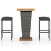 vidaXL 3 Piece Patio Bar Set with Cushions Poly Rattan Gray - 2 of 4