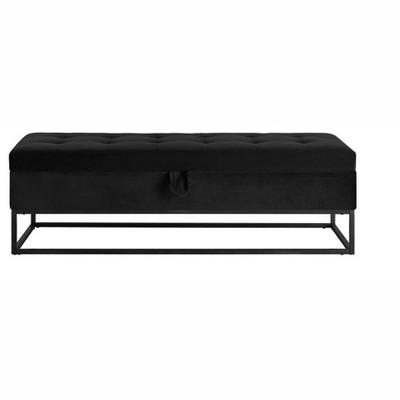 OUTSUPPLY Velvet Storage Bench with Metal Base, Multifunctional Ottoman for Bedroom, Living Room & Entryway