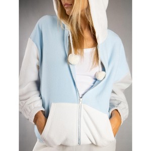 Jess by Meiko Women's Oversized Pom Pom Zipper Hoodie - 1 of 4