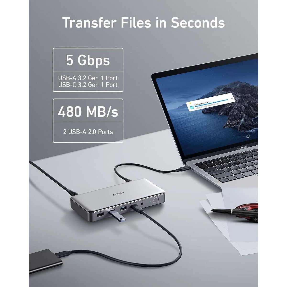 Anker DL6350 10-in-1 DisplayLink Dock, Triple 4K@30Hz (2 HDMI + 1 DP), for Windows Laptops & MacBook Air/Pro (Latest Driver Required) - thumbnail 5