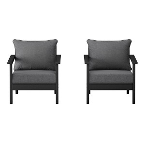 WestinTrends Avalon Outdoor Modern HDPE Patio Club Chairs with Deep Seat Cushions (Set of 2) - 1 of 4