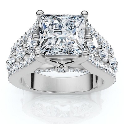Pompeii3 Certified 3.80Ct Princess Cut Diamond Engagement Ring 14k Gold Lab Created