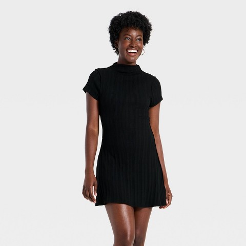 Женские платья Universal Thread Women's Short Sleeve Mock Knit Mini A-Line Dress - Universal Thread™ Black L