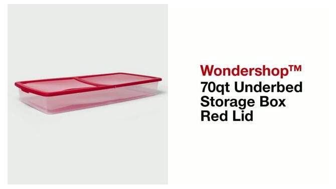 70qt Christmas Underbed Storage Box Red Lid - Wondershop&#8482;, 2 of 7, play video