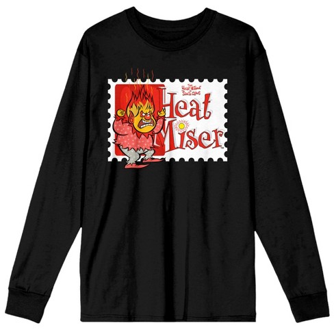 The Year Without A Santa Claus Heat Miser Stamp Crew Neck Long Sleeve Men's Black Tee - image 1 of 3