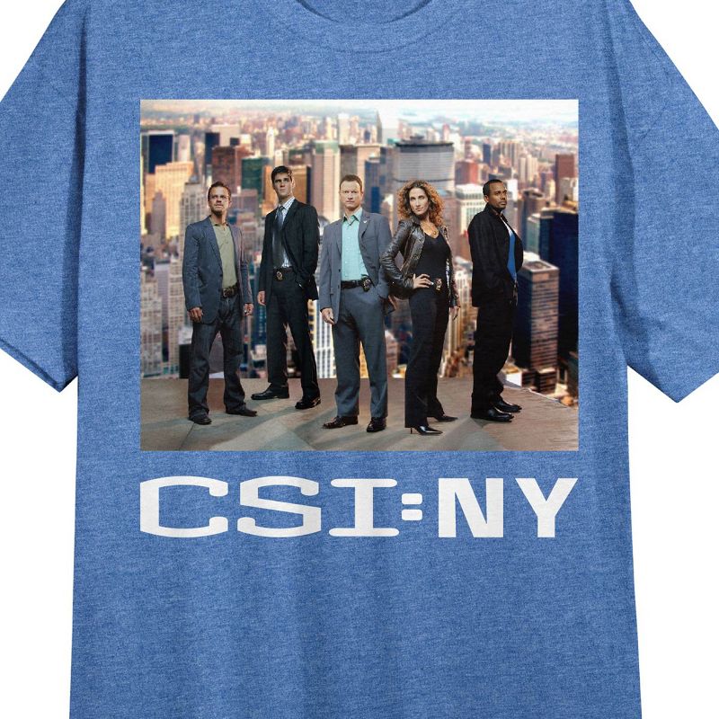 CSI: New York Main Cast NYC Skyline Crew Neck Short Sleeve Blue Heather Women's Night Shirt, 2 of 3