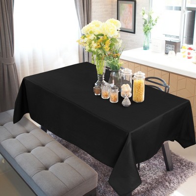 55"x63" Rectangle Polyester Stain Resistant Solid Tablecloths Black - PiccoCasa