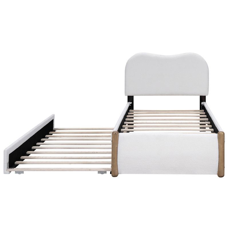 Full/Twin Size Upholstered Platform Bed with Wood Supporting Feet-ModernLuxe, 5 of 12
