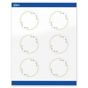 Avery 3" Diameter Labels, Gold Dots with Green Florals, 60 ct - 1 of 4