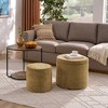 KTMBDW Round Set of 2 Linen Ottoman with Coffee Table and Storage, Multifunctional Ottomans Upholstered Footstool for Living Room and Bedroom - 2 of 4