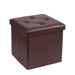 VECELO Folding Storage Ottoman Bench, Versatile Shoestool & Footstool, Bedroom Bench with Storage, Holds up to 660 lb - 1 of 4