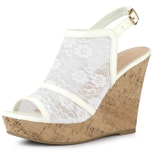 White wedge heels outlet closed toe