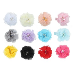 Unique Bargains Girl's Grosgrain Ribbon Flower Hair Clips 12 Pcs - 1 of 4