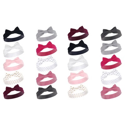 Image of Hudson Baby Infant Girl Cotton and Synthetic Headbands Bundle Set, Classic Bow, 0-24 Months