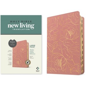 NLT Large Print Thinline Center-Column Reference Bible, Filament Enabled (Leatherlike, Pink Gold Floral, Indexed, Red Letter) - (Leather Bound) - 1 of 1