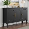 Heynemo Storage Cabinet with 3 Doors, Mid-Century Sideboard Cabinet with Adjustable Shelves, Wood Buffet Cabinet with Turned Legs, Black - 2 of 4