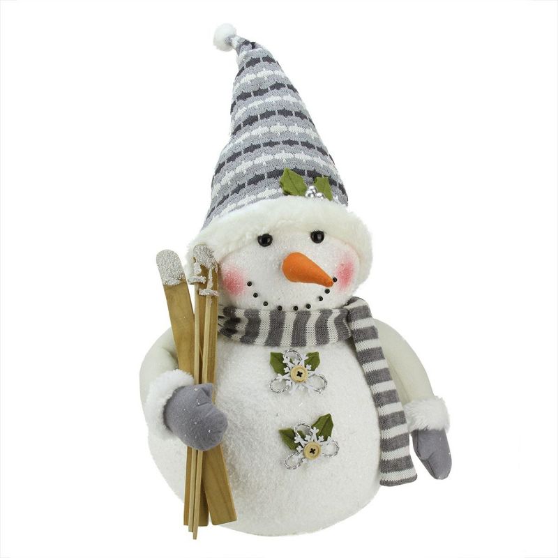 Northlight 20" White and Gray Snowman with Skis Christmas Tabletop Decor, 2 of 3