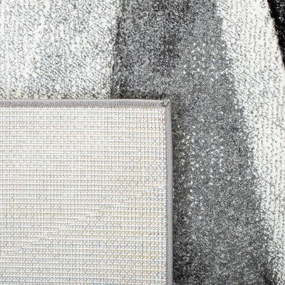 Mid-Century Modern Hand-Knotted Gray Synthetic Area Rug
