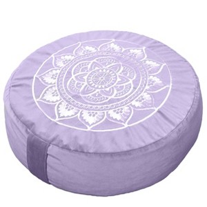 Florensi Round Meditation Cushion, Removable & Washable Velvet Cover, 100% Buckwheat Fill - 1 of 4