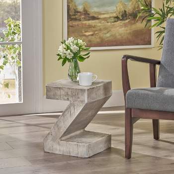 HOMLUX Light Gray Concrete Side Table - Modern Art-Inspired Accent for Living Spaces - Light Gray