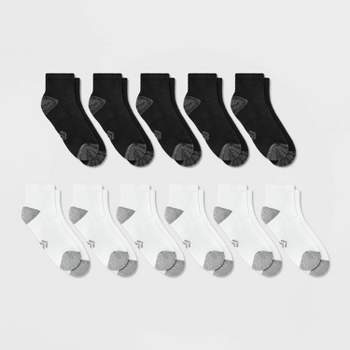 Women's Cushioned 10+1 Bonus Pack Ankle Athletic Socks - All In Motion™ White/Black 4-10