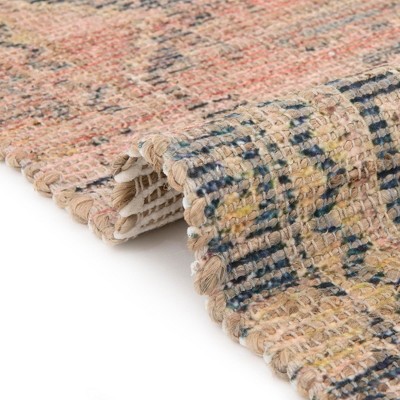 Handmade Red Geometric Cotton Chenille 9' x 12' Area Rug