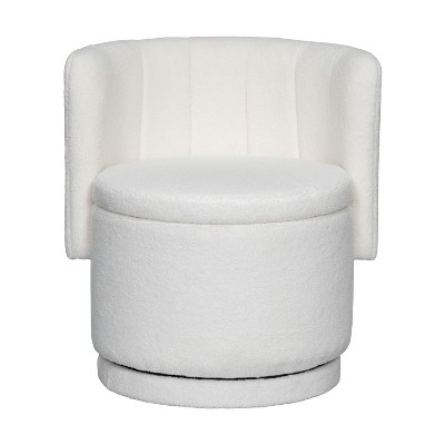 Vynxaria 23.62 Inch Gray Fabric Claire Swivel Accent Chairs, 360' Degree Rotation with Storage, Ideal for Living Room and Bedroom