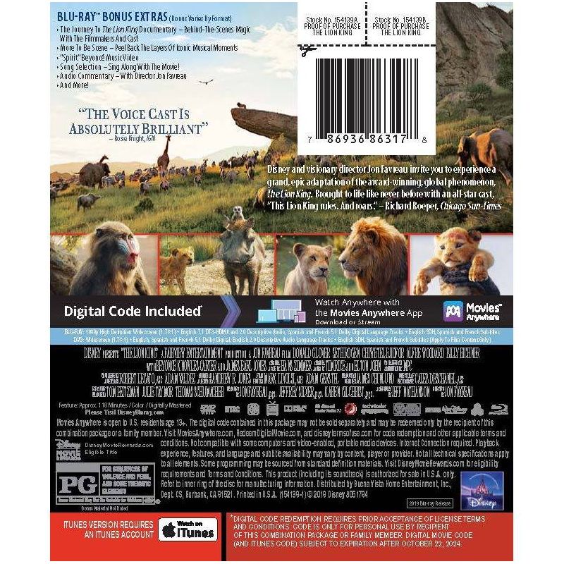 The Lion King (2019) (Blu-ray + DVD + Digital), 3 of 5