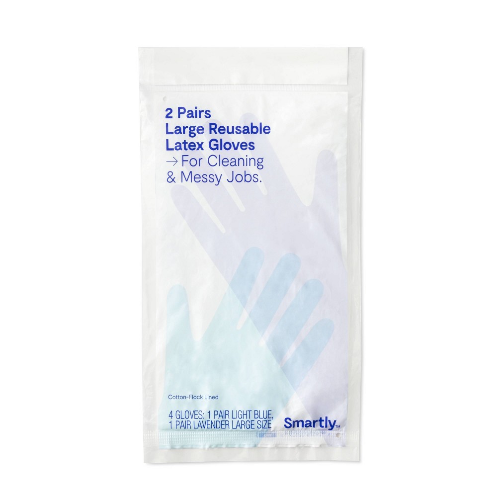 Reusable Double Pack Latex Gloves - L - Smartly