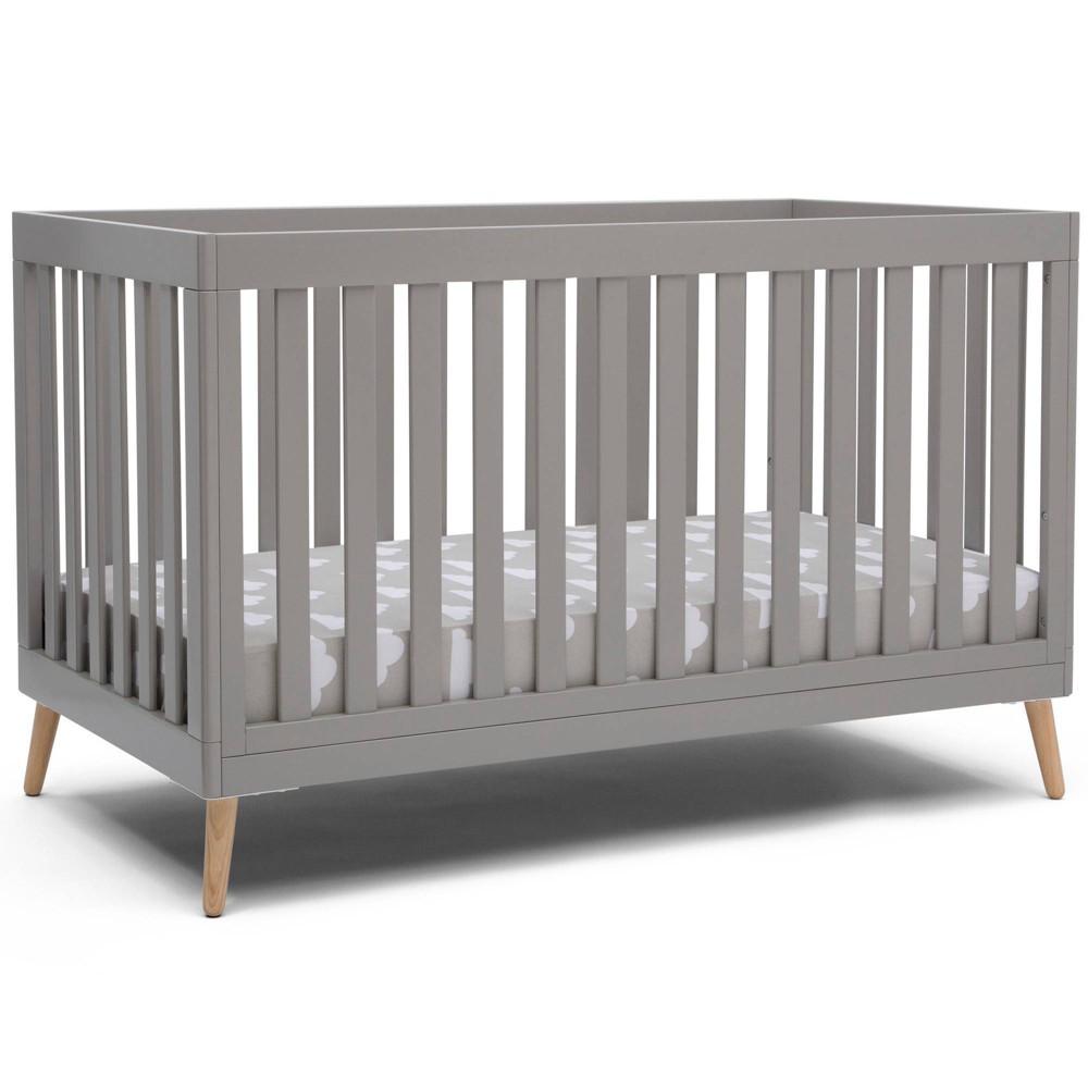 Delta Children Essex 4-in-1 Convertible Crib - Gray with Natural Legs