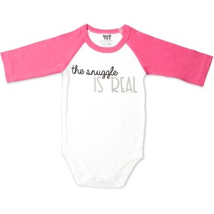 Pavilion Gift Company - Snuggle - 12-24 Months 3/4 Length Pink Sleeve Onesie - Leotards and Bodysuits - 1 of 4