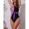 INSPIRE CHIC Women's Criss Cross Color Block Monokini Bikini Set,O Ring Side Tie Strappy Swimwear Bathing Suit 1 Set - 2 of 4