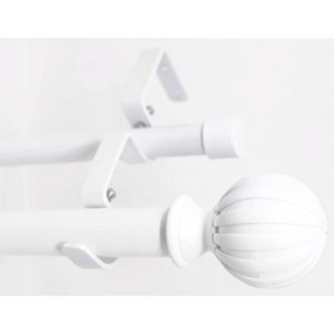 Urbanest Fluted Ball Manhattan 1-inch 3-4 inch Double Drapery Curtain Window Rod Set - 1 of 4