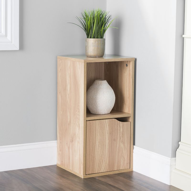 Home Basics 2 Cube Wood Storage Shelf with Doors, Natural, 2 of 3
