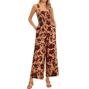 INSPIRE CHIC Women's Floral Casual Sleeveless High Waist Wide Leg Long Pants Jumpsuits with Pockets - 1 of 4