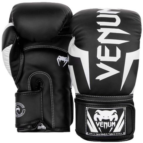 Venum Elite Hook and Loop Training Boxing Gloves - 12 oz. - Black/White